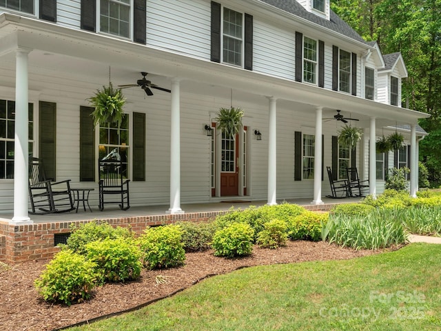 1010 Arabian Farm Rd, Clover, SC 29710 - property entrance with a ceiling fan, a porch, and roof with shingles
