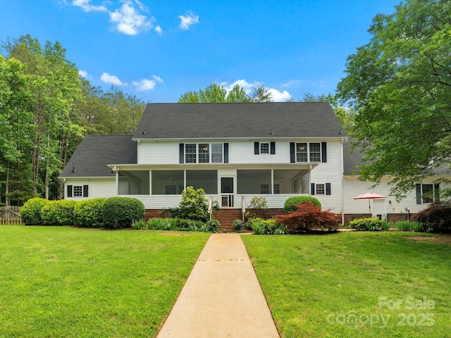 1010 Arabian Farm Rd, Clover, SC 29710 - view of front facade featuring a sunroom, a front lawn, and roof with shingles