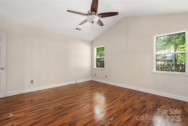 172 Valleybrook Dr Unit 8, Denver, NC 28037 - unfurnished room featuring wood finished floors, vaulted ceiling, and ceiling fan