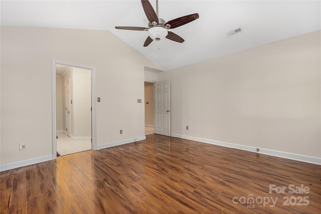 172 Valleybrook Dr Unit 8, Denver, NC 28037 - unfurnished bedroom featuring wood finished floors, vaulted ceiling, and a ceiling fan