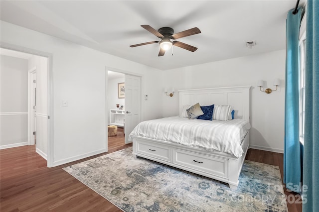 5016 Celeste Ct, Charlotte, NC 28270 - bedroom with wood finished floors, a ceiling fan, and baseboards