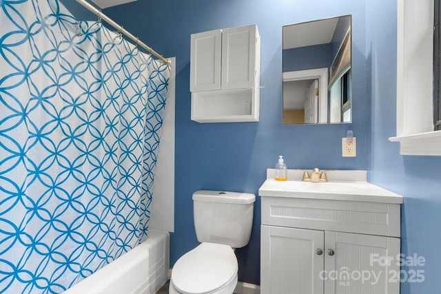 1109 S Highland Ave, Landis, NC 28088 - full bathroom with toilet, vanity, and shower / tub combo with curtain