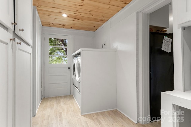 1109 S Highland Ave, Landis, NC 28088 - laundry room featuring wood ceiling, light wood finished floors, and recessed lighting