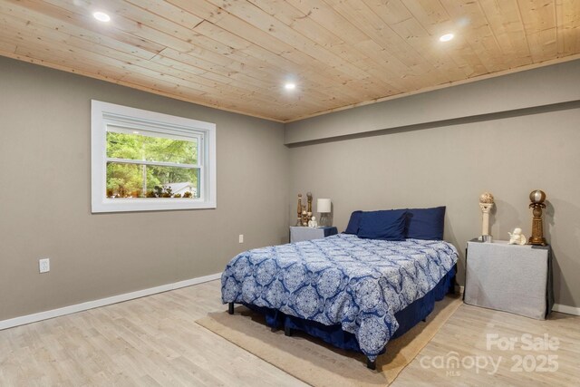 1109 S Highland Ave, Landis, NC 28088 - bedroom with wooden ceiling, wood finished floors, recessed lighting, and baseboards