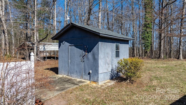 2866 Old Morganton Rd, Lenoir, NC 28645 - view of shed featuring a forest view