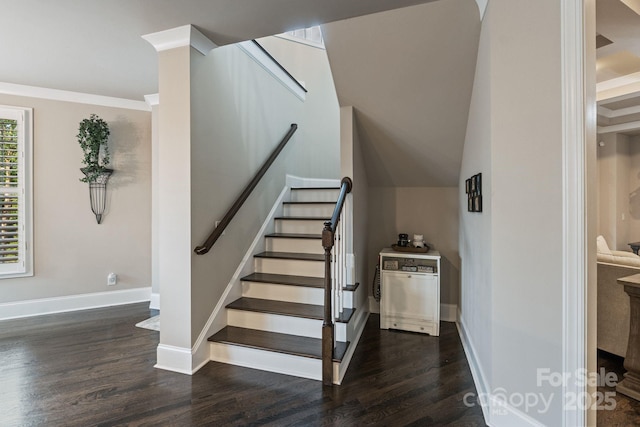 118 Tuscany Trl, Mooresville, NC 28117 - stairs with wood finished floors, baseboards, and crown molding