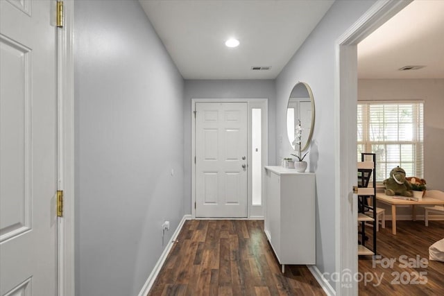 1410 Swaying Branch Ln, Clover, SC 29710 - entrance foyer with dark wood-style flooring, baseboards, and recessed lighting