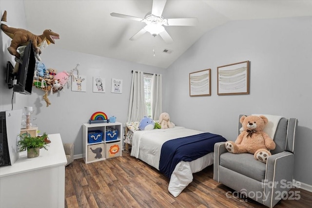 1410 Swaying Branch Ln, Clover, SC 29710 - bedroom with vaulted ceiling, wood finished floors, and ceiling fan