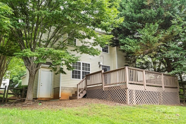 1410 Swaying Branch Ln, Clover, SC 29710 - rear view of property featuring a deck and stairway