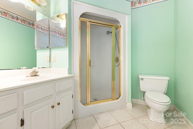 1750 Trellis Dr, Rock Hill, SC 29732 - bathroom with a shower stall, tile patterned floors, vanity, toilet, and baseboards