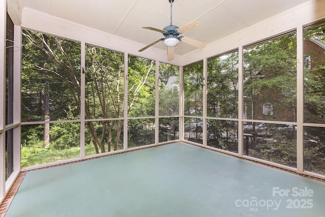 1750 Trellis Dr, Rock Hill, SC 29732 - unfurnished sunroom featuring a ceiling fan and finished concrete floors