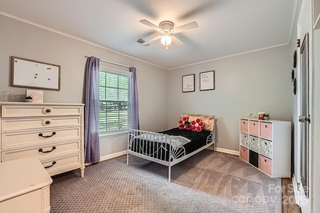 2009 Pinevalley Rd, Rock Hill, SC 29732 - carpeted bedroom with baseboards, ornamental molding, and ceiling fan