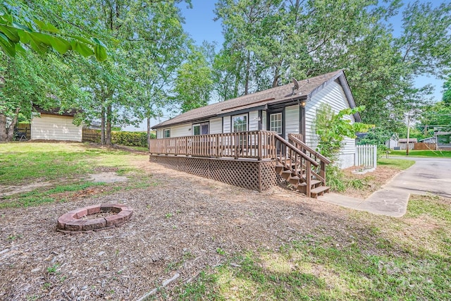 2009 Pinevalley Rd, Rock Hill, SC 29732 - rear view of house featuring a fire pit and a wooden deck
