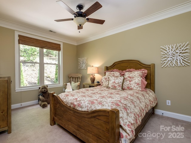 41 Annakesta Ct, Brevard, NC 28712 - bedroom featuring light carpet, baseboards, crown molding, and ceiling fan