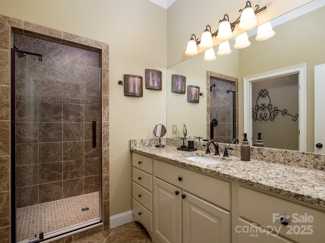 41 Annakesta Ct, Brevard, NC 28712 - full bath with a stall shower, vanity, baseboards, and tile patterned floors