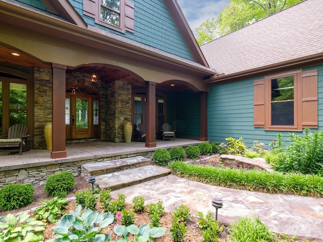 41 Annakesta Ct, Brevard, NC 28712 - entrance to property with a porch, stone siding, and a shingled roof