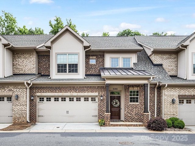 5030 Waldron Meadow Dr, Charlotte, NC 28226 - view of property featuring brick siding, an attached garage, roof with shingles, and driveway