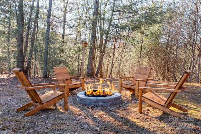 693 Blackberry Ridge Rd, Burnsville, NC 28714 - view of yard featuring a fire pit and a view of trees