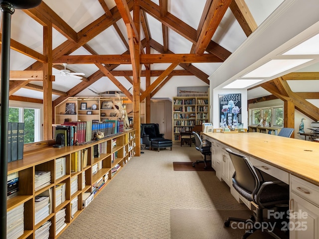 1360 Skunk Hollow Rd, Campobello, SC 29322 - office featuring carpet flooring, ceiling fan, and built in study area