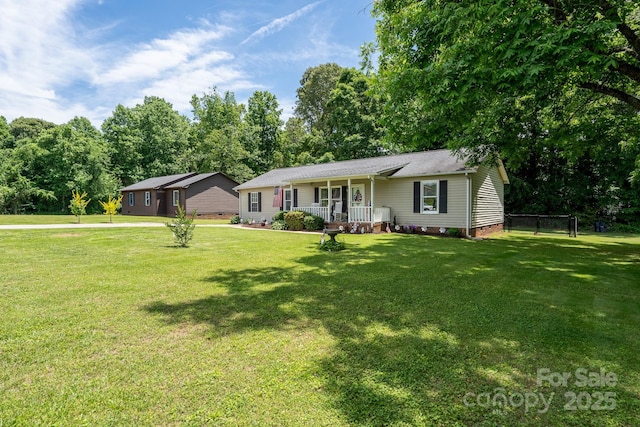 103 Poplar Trl, Rockwell, NC 28138 - ranch-style home with a porch, a front lawn, and crawl space
