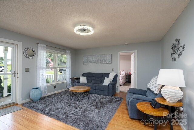 103 Poplar Trl, Rockwell, NC 28138 - living area with wood finished floors, a textured ceiling, and baseboards