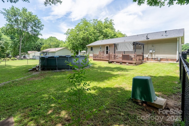 103 Poplar Trl, Rockwell, NC 28138 - view of yard featuring a deck and an outdoor pool