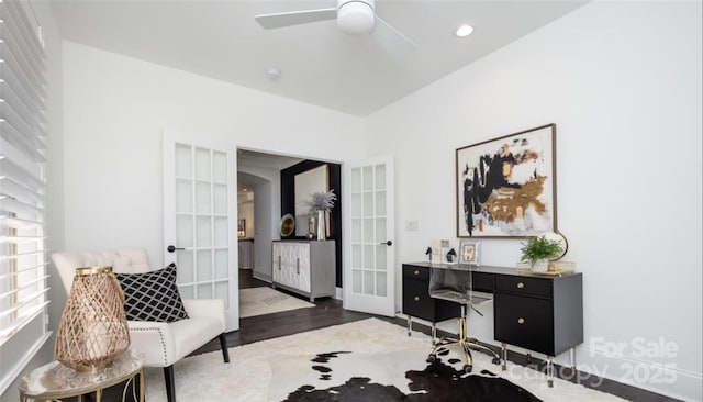 411 Newstyle Way, Gastonia, NC 28056 - office space featuring french doors, wood finished floors, and ceiling fan