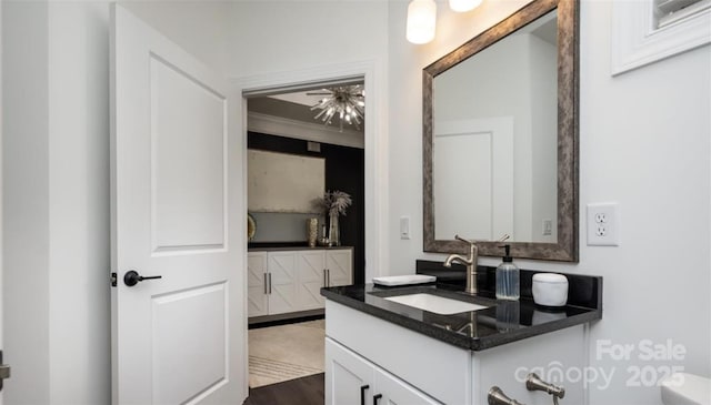 411 Newstyle Way, Gastonia, NC 28056 - bathroom featuring vanity, crown molding, and toilet