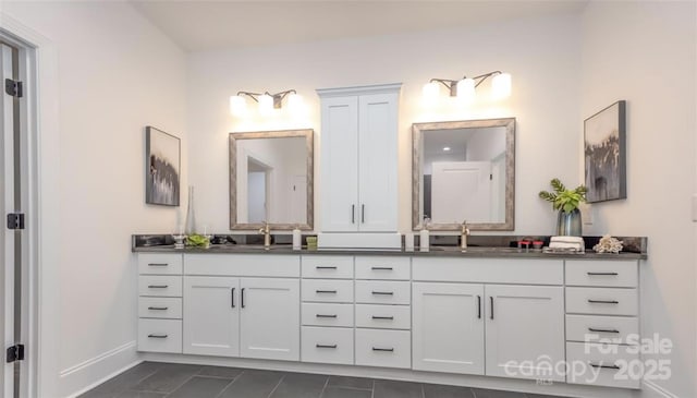 411 Newstyle Way, Gastonia, NC 28056 - full bath featuring double vanity, baseboards, and tile patterned floors