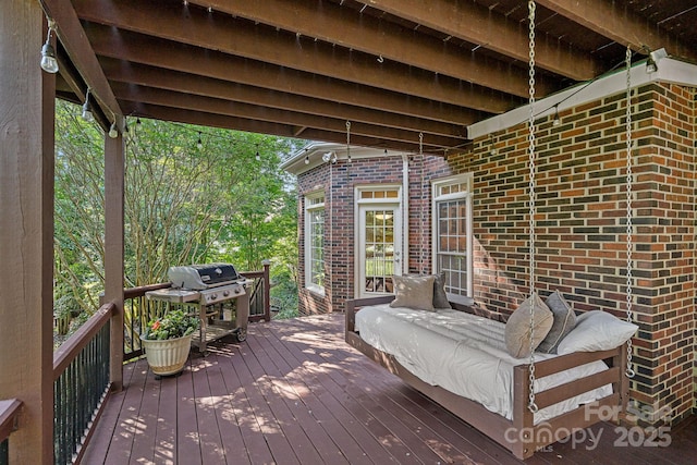 3506 Cardiff Ln, Matthews, NC 28104 - wooden terrace featuring area for grilling