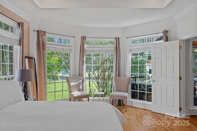 3506 Cardiff Ln, Matthews, NC 28104 - bedroom with wood finished floors and crown molding