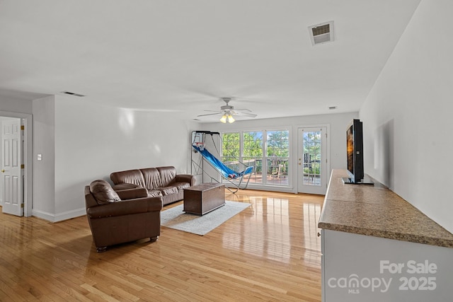 3506 Cardiff Ln, Matthews, NC 28104 - living room with light wood-type flooring and ceiling fan