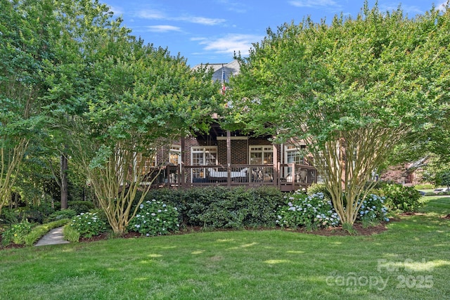 3506 Cardiff Ln, Matthews, NC 28104 - view of green lawn featuring a deck