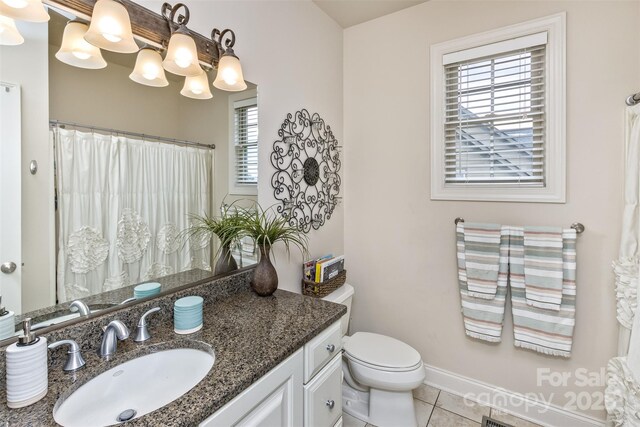 33 Stone House Rd, Arden, NC 28704 - bathroom featuring vanity, toilet, tile patterned flooring, baseboards, and a shower with curtain