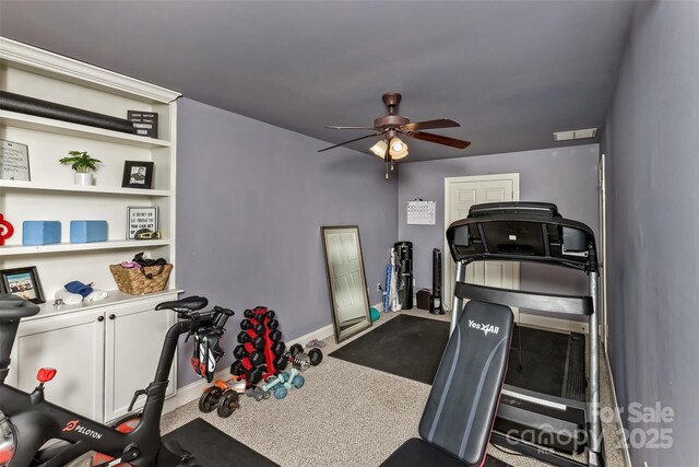 33 Stone House Rd, Arden, NC 28704 - exercise area with a ceiling fan and baseboards
