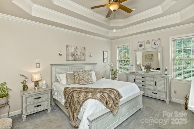 33 Stone House Rd, Arden, NC 28704 - bedroom featuring a raised ceiling, ornamental molding, light carpet, and baseboards