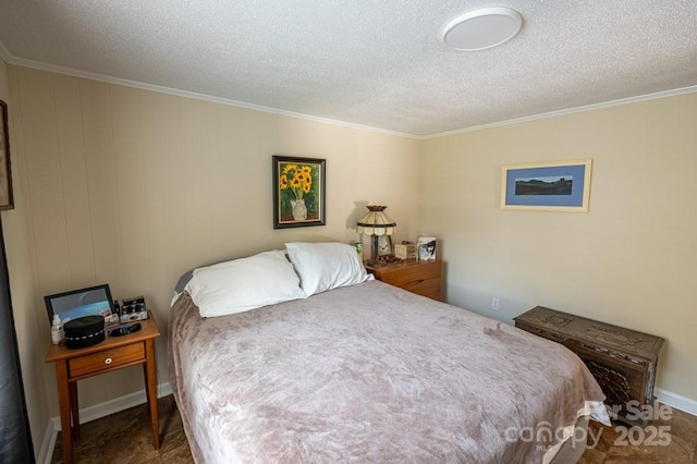 5430 Ela Rd, Whittier, NC 28789 - bedroom featuring ornamental molding, a textured ceiling, and baseboards