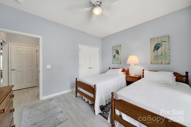 2224 Hartwell Ln, Fort Mill, SC 29707 - bedroom with light wood finished floors, a closet, ceiling fan, and baseboards