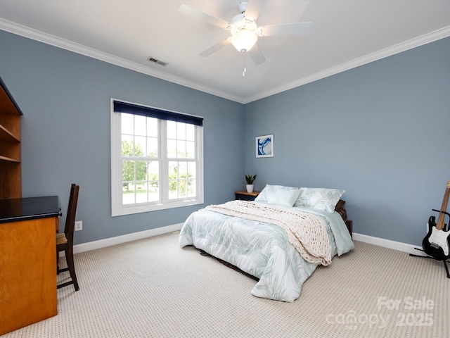 1509 Churchill Downs Dr, Waxhaw, NC 28173 - carpeted bedroom with baseboards, crown molding, and a ceiling fan
