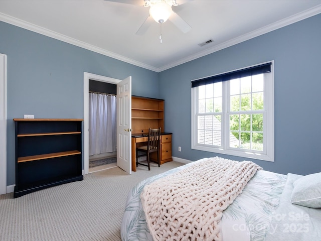 1509 Churchill Downs Dr, Waxhaw, NC 28173 - bedroom featuring carpet, ornamental molding, baseboards, and ceiling fan