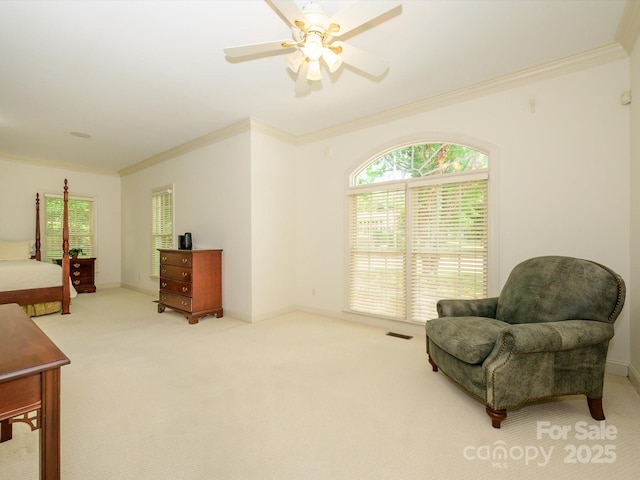 1209 S S St, Gastonia, NC 28052 - bedroom featuring ornamental molding, carpet flooring, multiple windows, ceiling fan, and baseboards