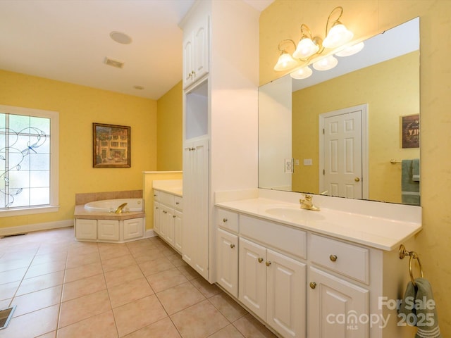 1209 S S St, Gastonia, NC 28052 - bathroom featuring tile patterned floors, vanity, and a garden tub