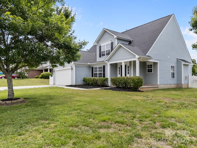 423 Courtland Ct, Kannapolis, NC 28081 - view of front facade with a garage, covered porch, and roof with shingles