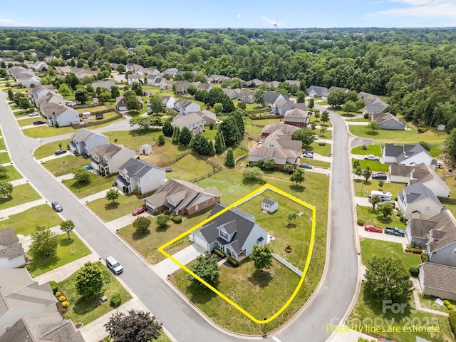 423 Courtland Ct, Kannapolis, NC 28081 - aerial perspective of suburban area featuring property boundaries highlighted