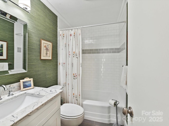 1638 Wensley Dr, Charlotte, NC 28210 - bathroom with toilet, shower / bathtub combination with curtain, and vanity