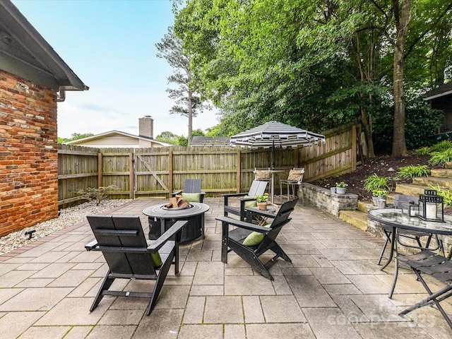 1638 Wensley Dr, Charlotte, NC 28210 - fenced backyard featuring an outdoor fire pit and a patio