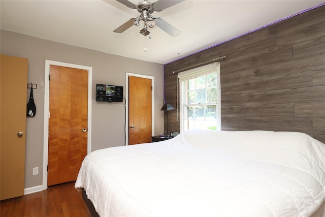 2443 Knickerbocker Dr, Charlotte, NC 28212 - bedroom featuring wood finished floors and ceiling fan