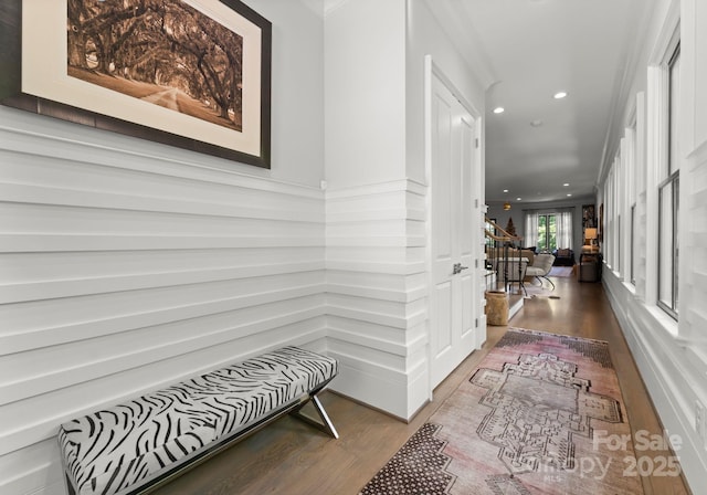 1160 S Kings Dr, Charlotte, NC 28207 - hall with wood finished floors and recessed lighting