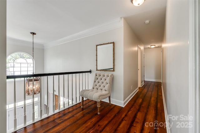 701 Larkridge Ct, Rock Hill, SC 29730 - hall with a chandelier, wood finished floors, crown molding, and baseboards