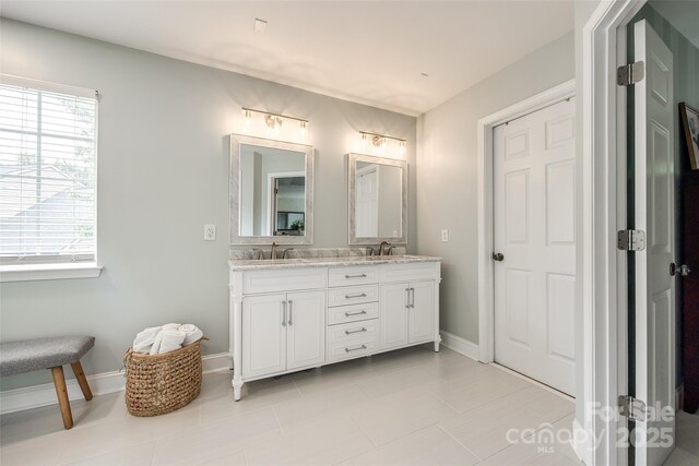 701 Larkridge Ct, Rock Hill, SC 29730 - bathroom featuring baseboards, double vanity, and tile patterned floors